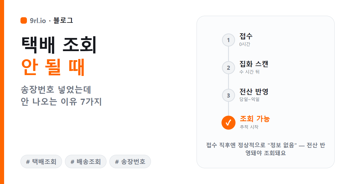 택배 조회 안 될 때 해결법 — 송장번호 넣었는데 안 나오는 이유 7가지